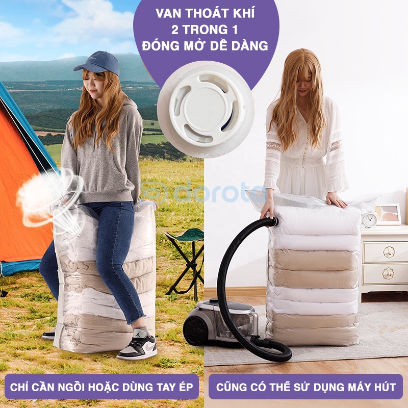 Ảnh Túi hút chân không đựng quần áo DOROTA không cần dùng bơm tái sử dụng chống nước chống mốc 56x80cm FL568 3