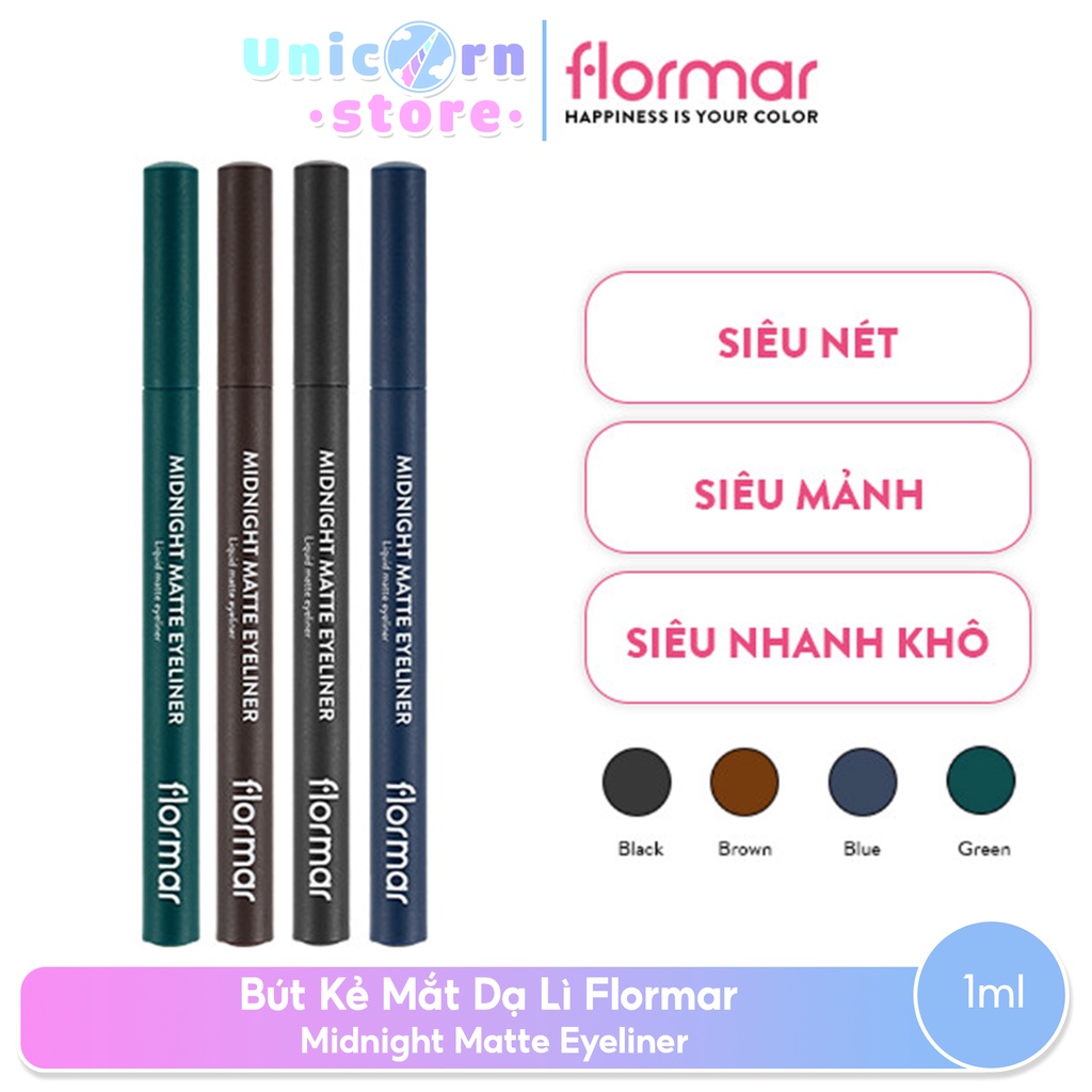 Bút Kẻ Mắt Dạ Lì Flormar Midnight Matte Eyeliner 1ml