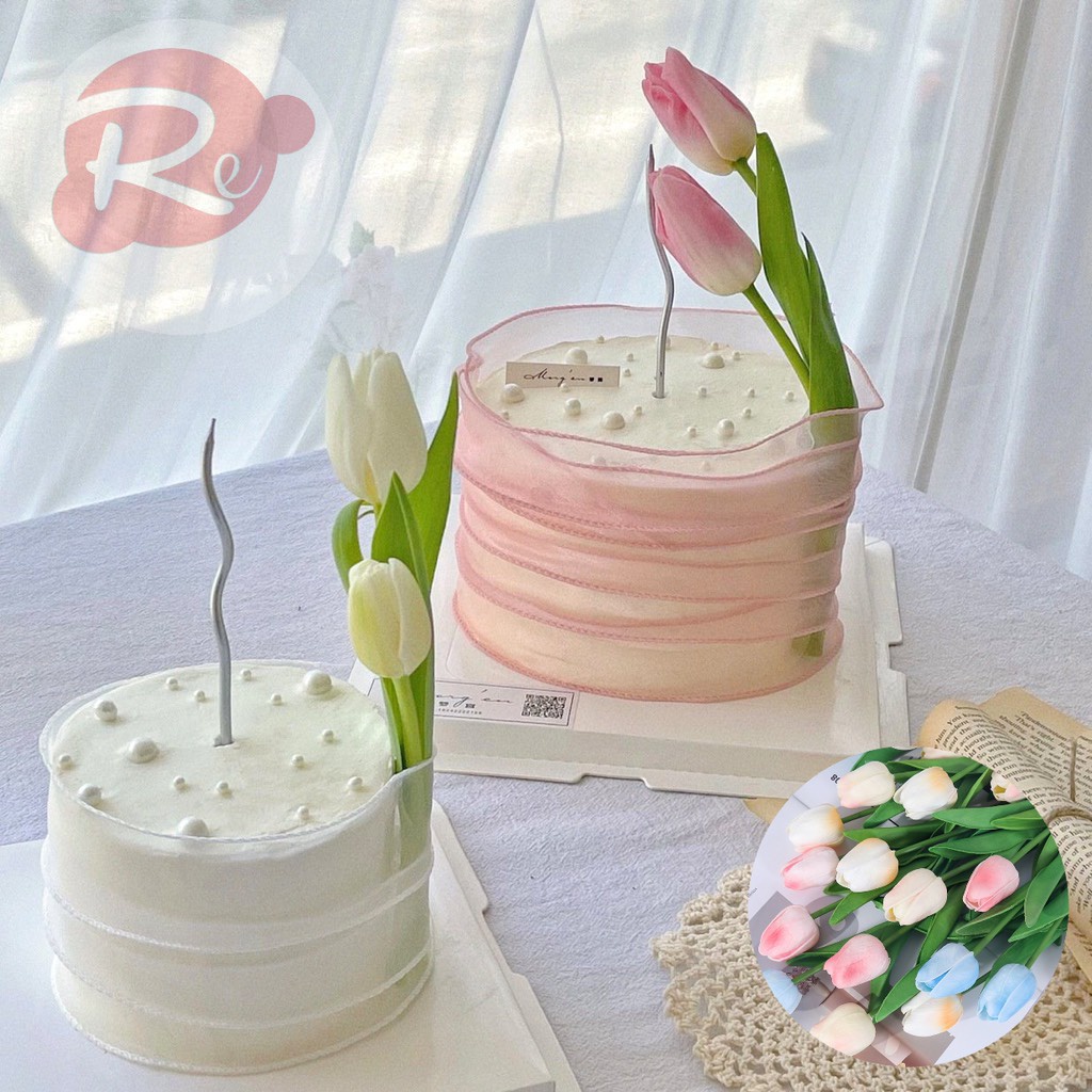 Siêu Rẻ❤️] – Hoa Tulip - Trang Trí Bánh Sinh Nhật Bánh Kem | Shopee Việt Nam