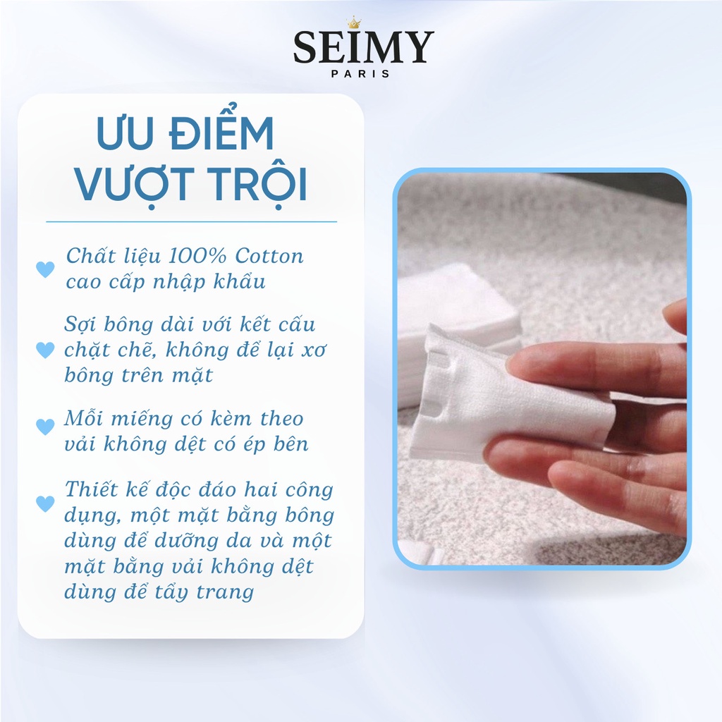 Ảnh Bông tẩy trang Seimy 100 miếng - 100% Coton 2