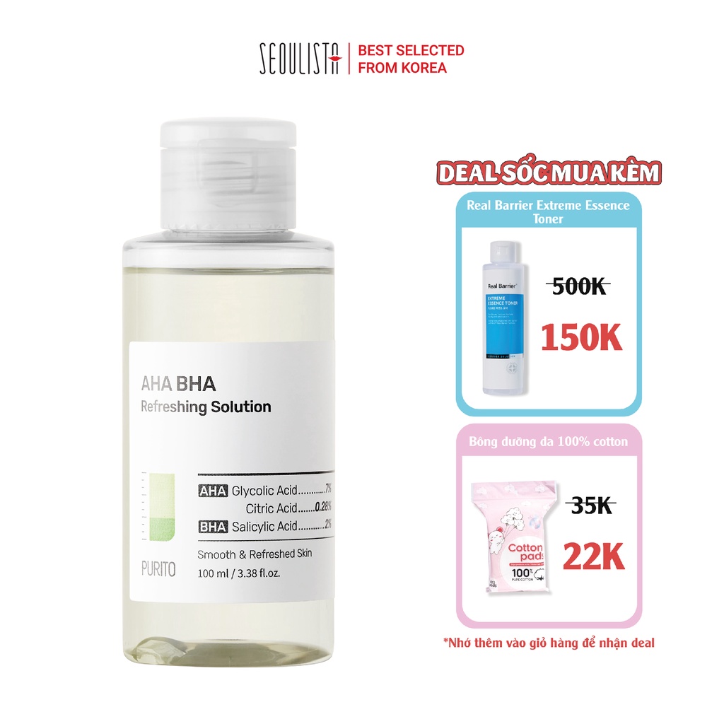Dung dịch loại bỏ tế bào chết PURITO AHA BHA Refreshing Solution ...