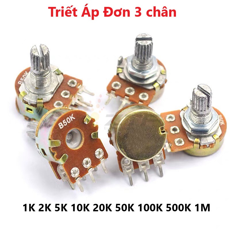 Triết Áp Đơn 3 chân 1K 2K 5K 10K 20K 50K 100K 500K 1M chất lượng cao, biến trở Volum