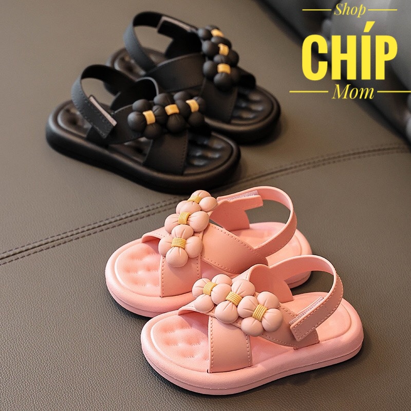 sandal be gái dép quai hậu PVC êm chân cho bé đi học đi chơi có quai dán hoa siêu điệu mẫu mới nhất 1638 ( ảnh thật )