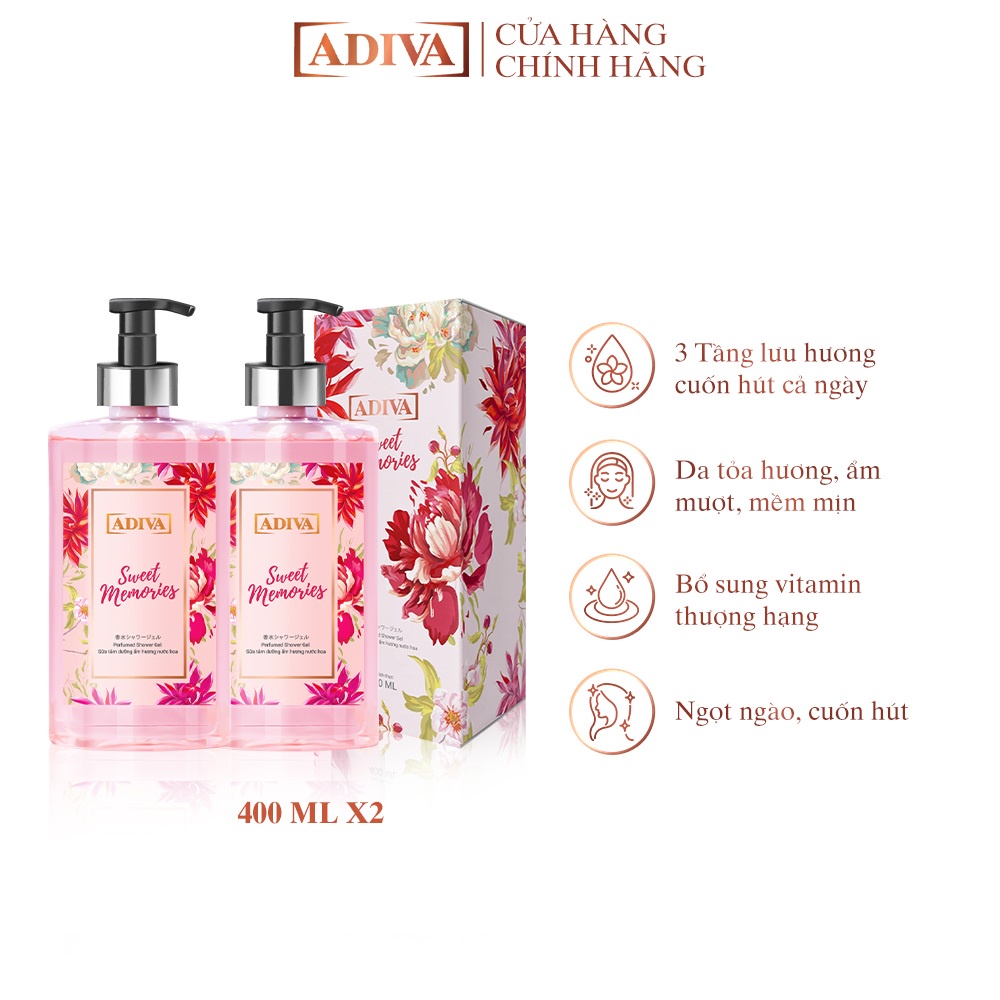 Ảnh Combo 2 Sữa Tắm Dưỡng Ẩm Hương Nước Hoa ADIVA Sweet Memories 400ml 2