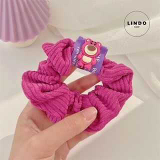 Dây Cột Tóc Gấu Dâu Hoạt Hình Xinh Xắn LINDO Bằng Cao Su Co Giãn Phong Cách Hàn Quốc Cho Nữ