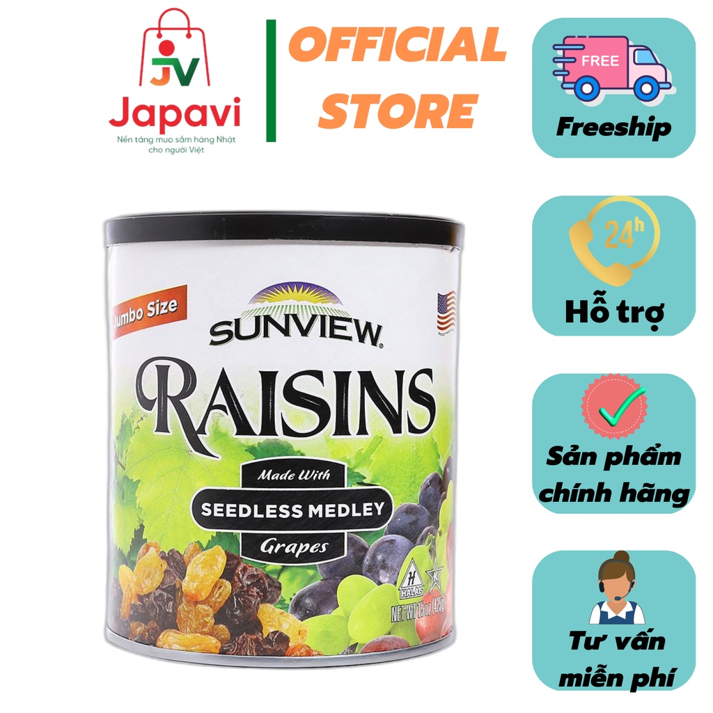 Nho khô Orihiro,mỹ sunview raisins chính hãng không hạt mix vị siêu ...