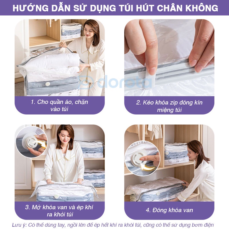 Ảnh Túi hút chân không đựng quần áo DOROTA không cần dùng bơm tái sử dụng chống nước chống mốc 56x80cm FL568 4