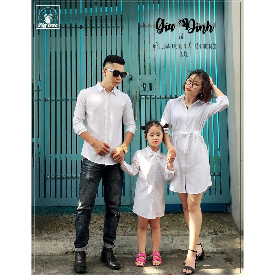 Combo Gia Đình Fig Tree Màu Trắng, Chất Cotton Trơn Mềm Mịn, Hàng Nhiều Size