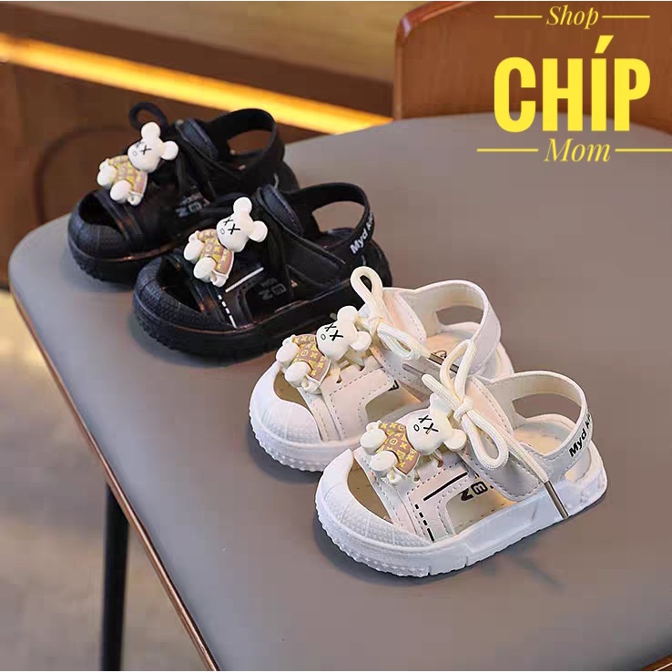 sandal be trai dép quai hậu tập đi cho bé gái có chống vấp bảo về chân dây buộc kiểu dáng thể thao hình gấu 1205