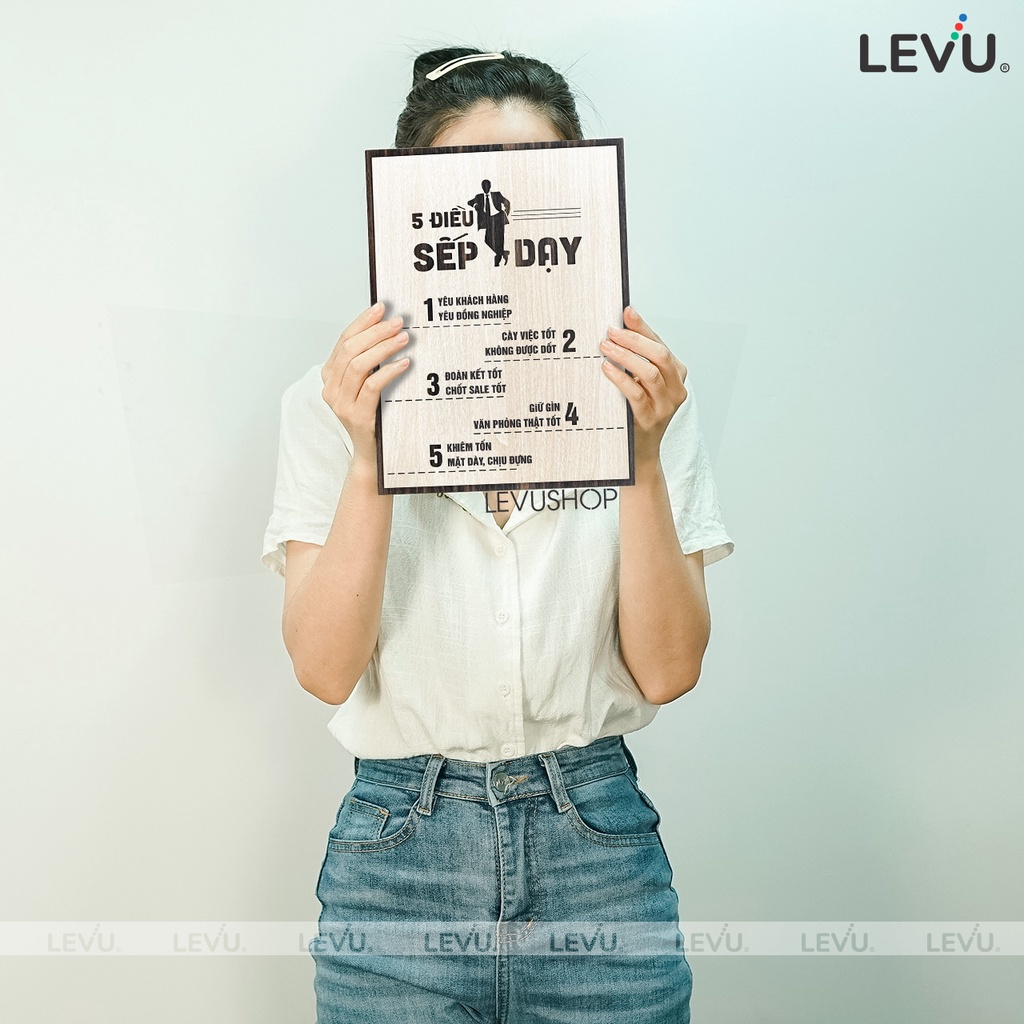 Tranh treo tường văn phòng làm việc slogan nội quy 5 điều sếp dạy trong công ty LEVU096