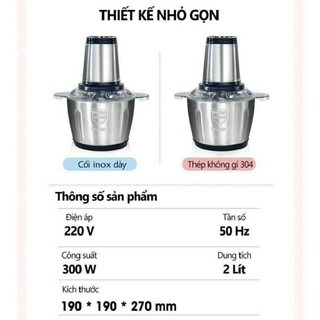 Máy Xay Thịt Công Suất 300W Cối Inox Dung Tích 2L Dao Xay 4 Lưỡi