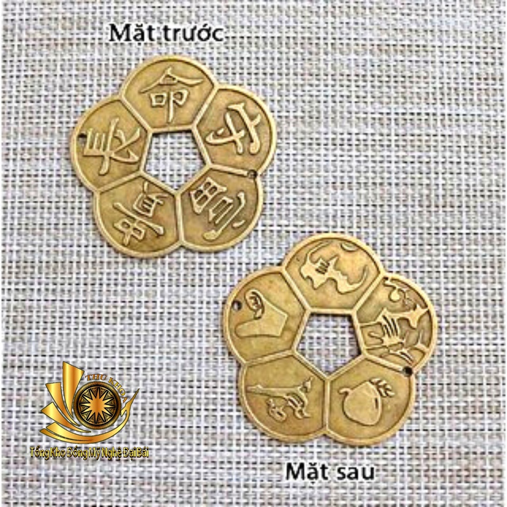 Đồng Xu Hoa Mai Phong Thủy Kết Dây Đặt Két Sắt Kim Tiền
