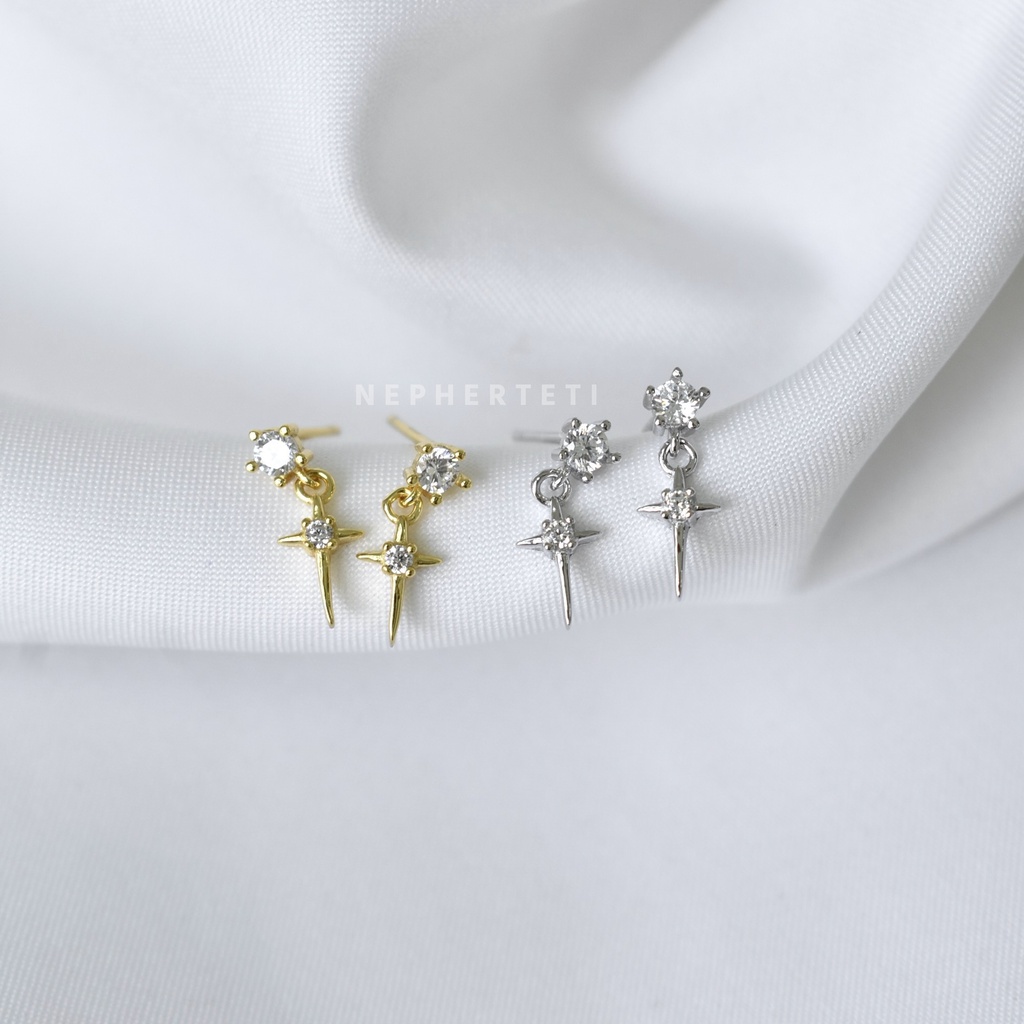 Khuyên tai bạc 925 mini - Charm thánh giá đá (giá 1 chiếc) - Nepherteti ...