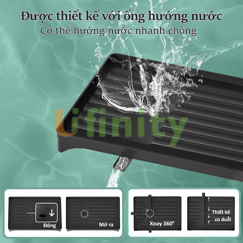 Lifinity Kệ Bát Đĩa Gấp Gọn-Kệ Nhà Bếp Đa Năng, Không Cần Lắp Ráp，Ống Thoát Nước Của Khay Nước Xoay 360°