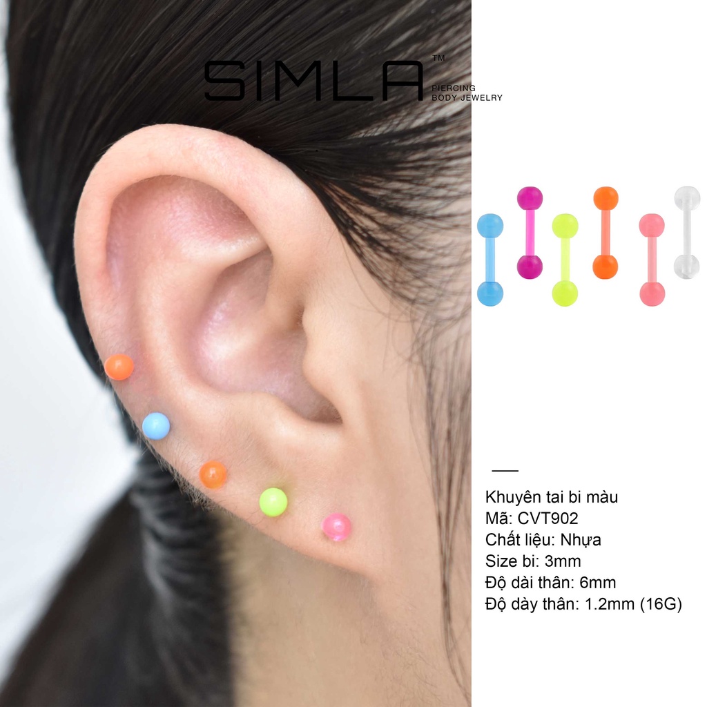 Khuyên tai mini bằng nhựa đủ màu Không Gây Dị Ứng (Chiếc) - Simla Body ...