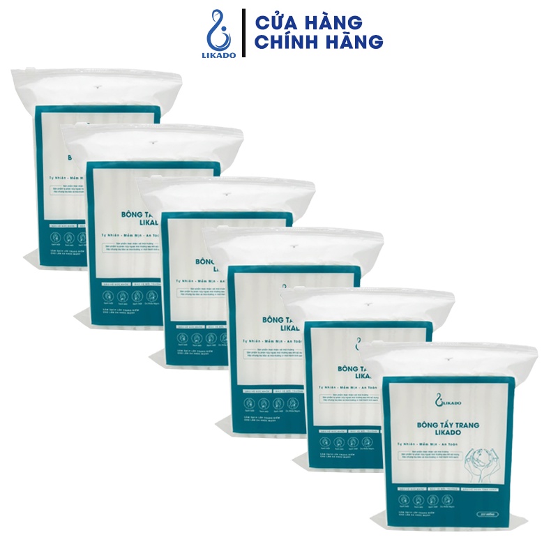 Ảnh Bông tẩy trang 222 miếng Likado chất liệu Cotton ( COMBO 6 GÓI)(BTT - 222 miếng) 1