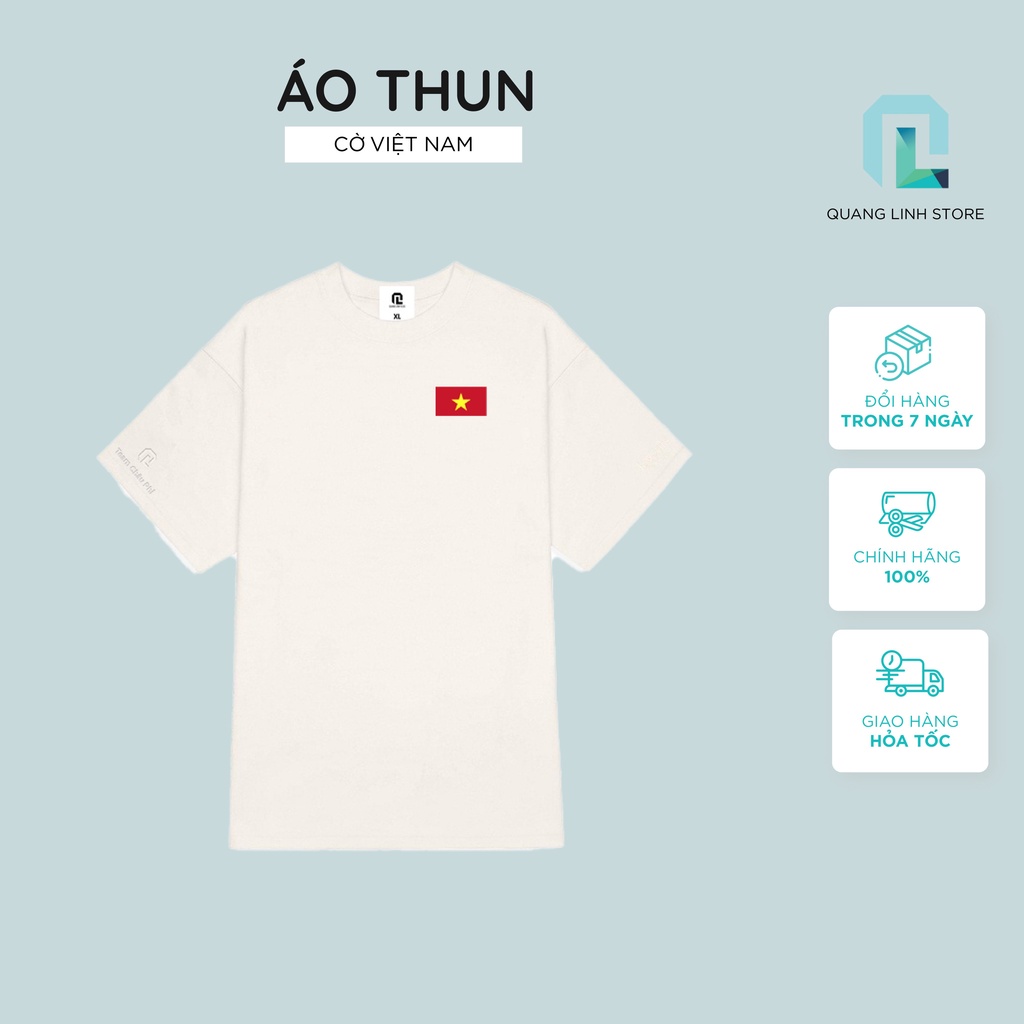 Áo T-Shirt thêu logo Lá Cờ Việt Nam - 100% cotton 250gsm