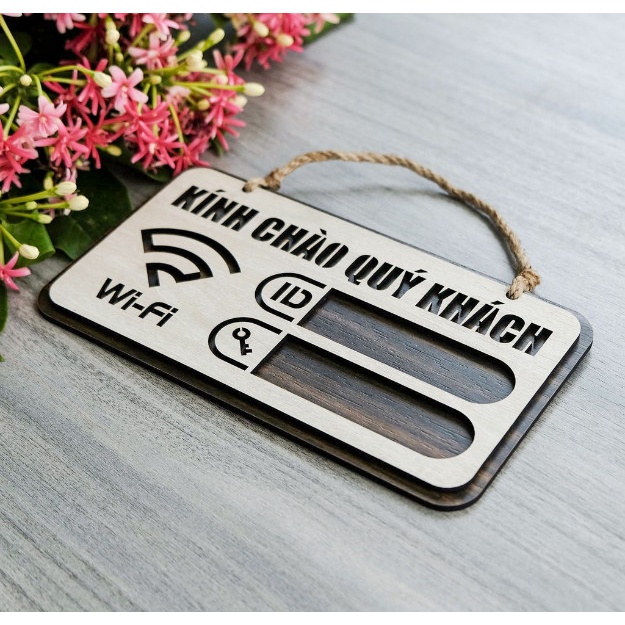 Bảng password wifi treo tường bằng gỗ cho nhà nghỉ, khách sạn, homestay, quán cafe, trà sữa