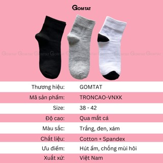 Tất vớ cổ cao nam nữ trơn màu GOMTAT, chất liệu mềm mại thoáng mát, êm chân - TAT-TRONCAO-VNXK