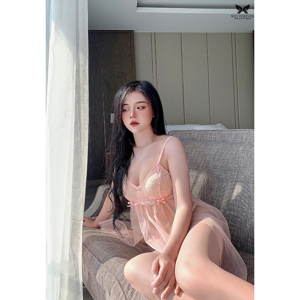 Sexy Forever Váy Ngủ Xuyên Thấu Xẻ Hai Tà Trước Eli