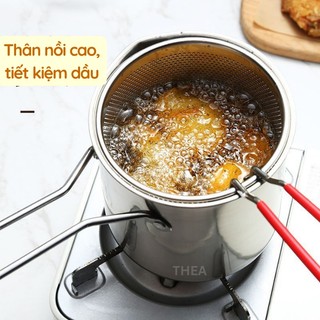 Nồi chiên nhúng ngập dầu mini đa năng, chiên khoai tây chiên, trụng bún, hủ tiếu, luộc, nấu bằng inox 304