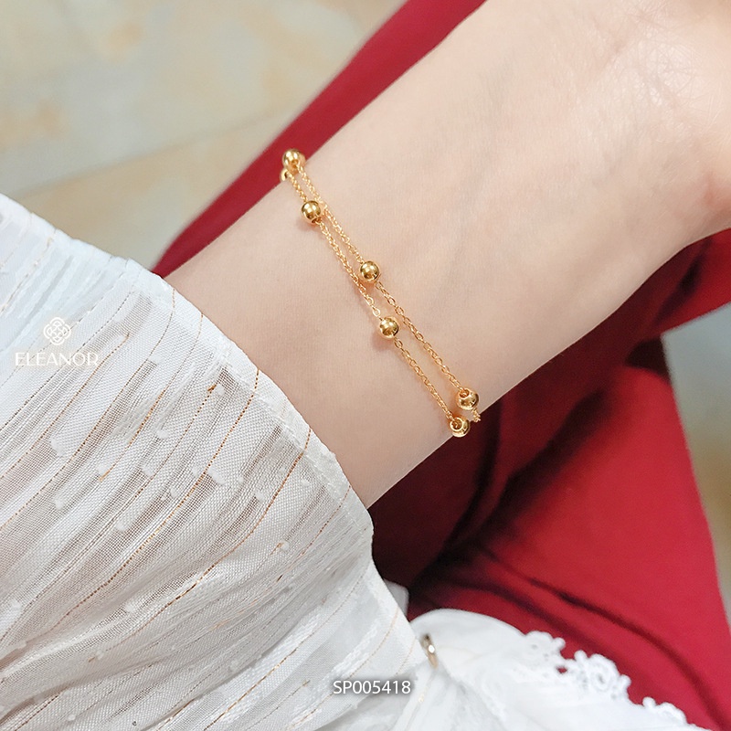 Vòng tay nữ layer titan Eleanor Accessories phối bi vàng phụ kiện trang sức lắc tay basic 5418