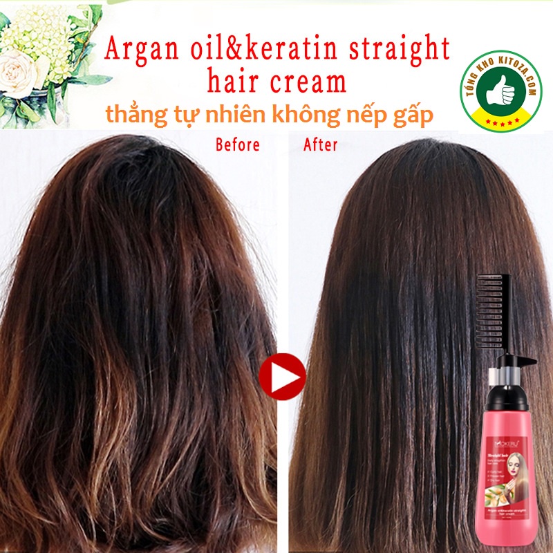 Kem duỗi tóc MOKURA 150ml nhanh chóng tiện lợi Chiết Xuất Dầu Argan Tự Nhiên Keratin Smooth Kem Sáng Bóng