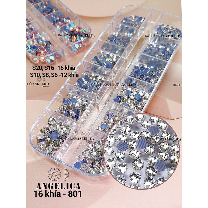 Khay đá chân lưới nail 16 khía đủ màu đính trang trí móng ANGELICA ANG
