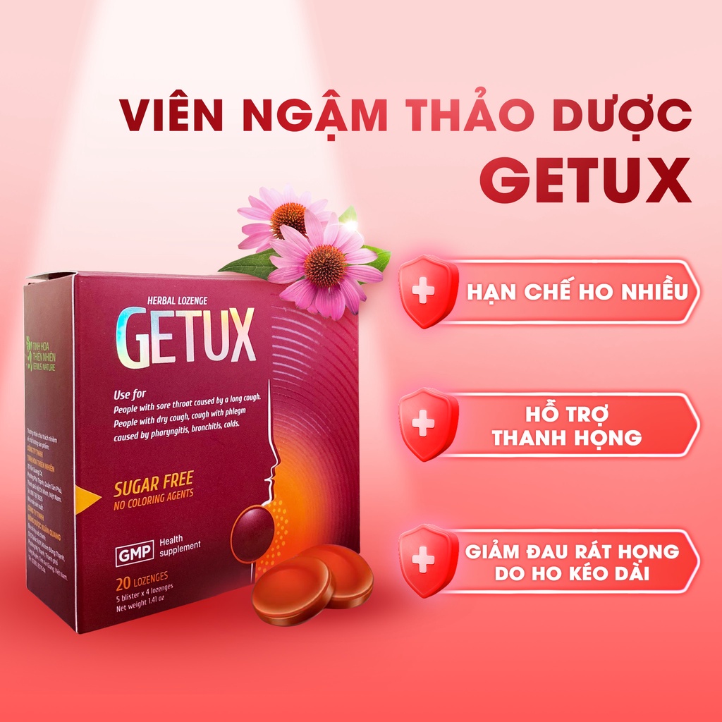 Kẹo Ngậm Thảo Mộc Getux FOBE Hỗ Trợ Giảm Ho, Đau Rát Họng (Không Đường) N2 - Hộp 20 viên