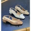 Giày slingback mũi vuông 3 phân gót vuông ANN phối nơ BB kiểu dáng sang trọng cao cấp _ SB3004NBB