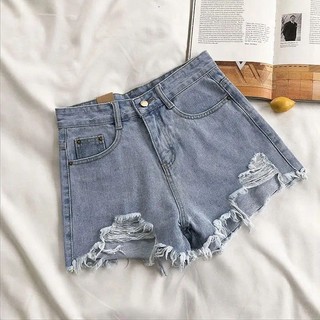 ( XẢ HÀNG ) Quần Short Sọ ngắn Jeans Bò rách Nữ Cạp Cao Ống Rộng Avo Avocado cạp 1 cúc và 2 cúc