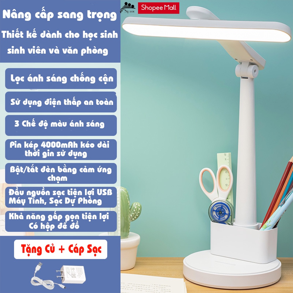 Ảnh Đèn học chống cận, Sipanic để bàn tích điện cảm ứng 3 chế độ ánh sáng bảo vệ mắt 2
