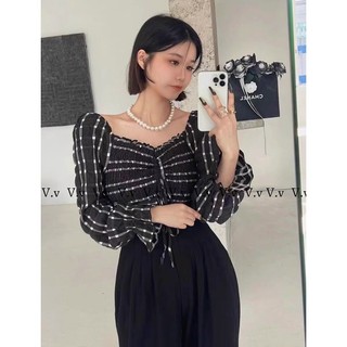 Áo trễ vai rút ngực tay bồng chun ngực xinh xỉu
