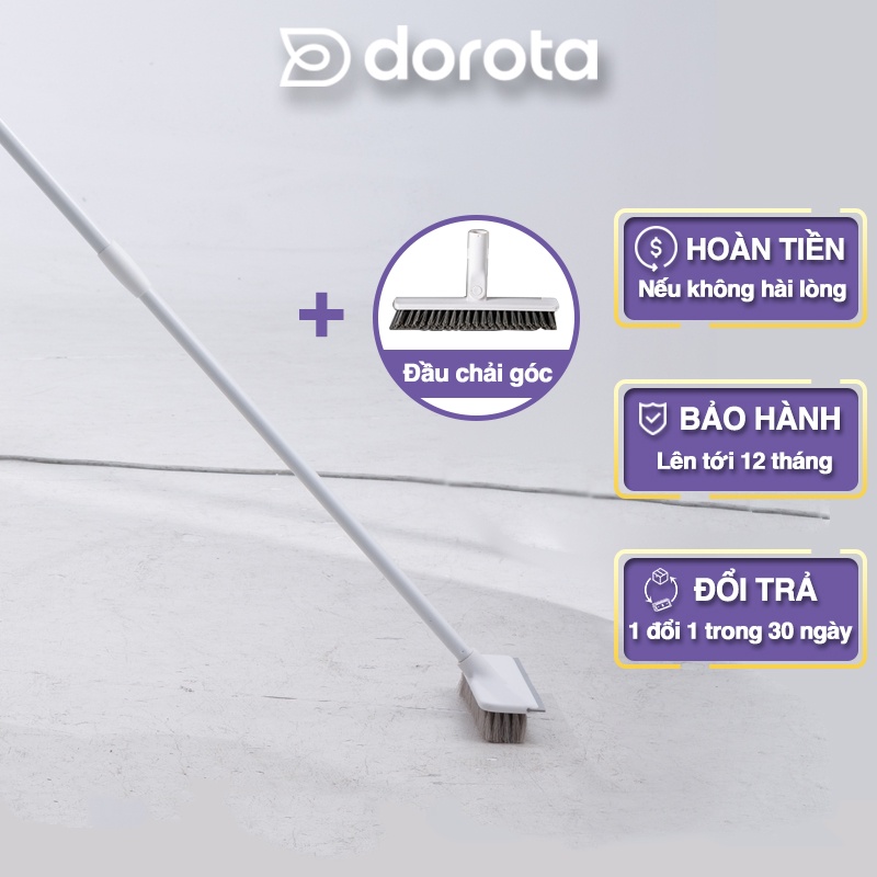 Chổi cọ nhà vệ sinh DOROTA cao cấp cây chà sàn nhà tắm 2 trong 1 đa năng gồm chổi cọ và gạt nước AQ