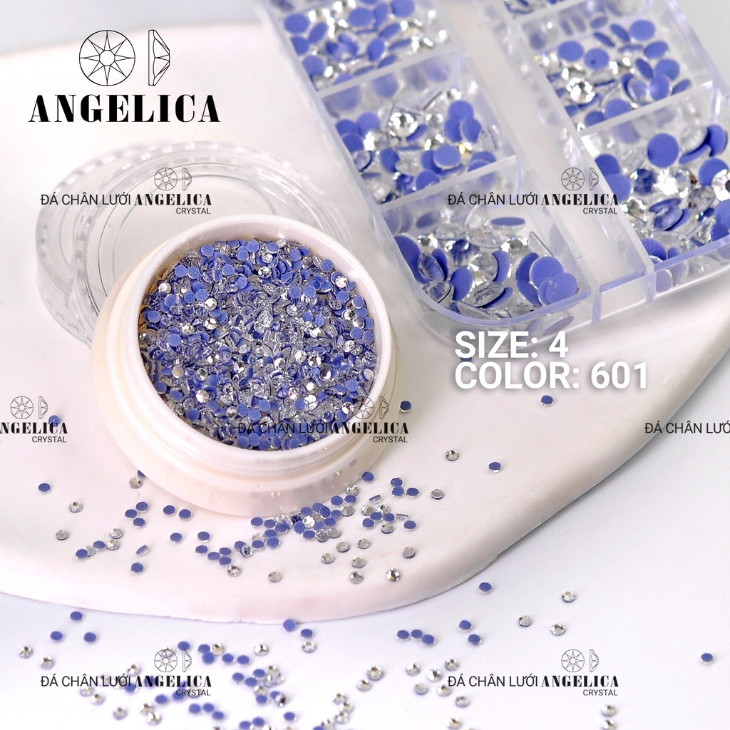 Hũ đá chân lưới nail size 4 nhỏ chân bằng đi viền móng siêu sáng trang trí móng nails ANGELICA H4-6