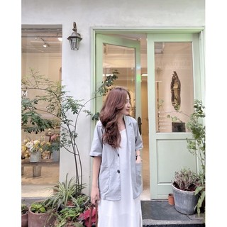 Áo khoác blazer ngắn tay chất linen thiết kế Ma Vie