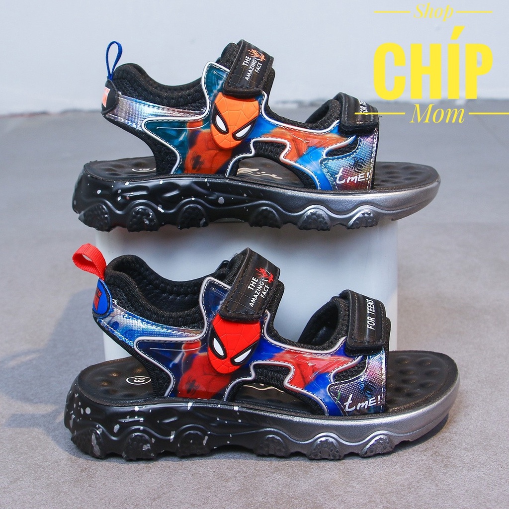 sandal bé trai dép quai hậu cho bé đi học khâu đế siêu bền người nhện kiểu dáng thể thao QCCC full hộp D1 ( ảnh thật )