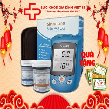 Bộ máy SINOCARE AQ UG que thử Axit Uric / que thử đường huyết và kim chích máu