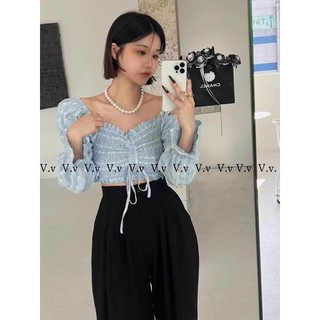 Áo trễ vai rút ngực tay bồng chun ngực xinh xỉu