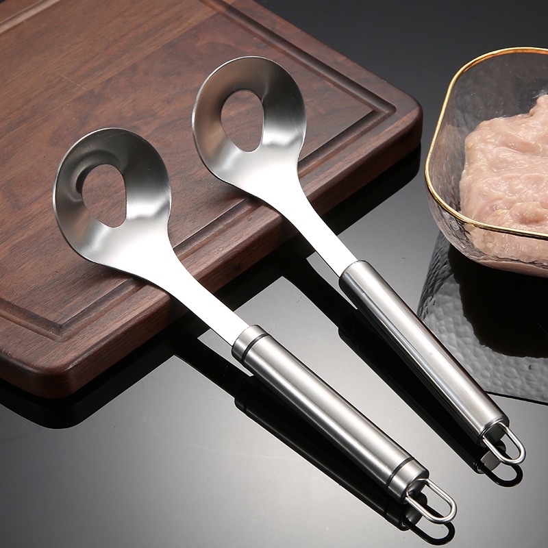 Thìa nặn thịt viên, cá viên, làm mọc inox 304 tiện dụng có móc