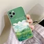 Ốp lưng mềm chống sốc đồng cỏ xanh dễ thương đẹp Cho iPhone 14 13 12 11 Pro Max SE 2020 X XR XS 8 7 ip 6S 6 Plus e2094