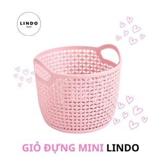 Giỏ đựng Mini LINDO - Giỏ Bằng Nhựa Kiểu Dệt Rỗng, Nhỏ Gọn Để Bàn, Dùng Trong Nhà, Đựng Trang Sức, Mỹ Phẩm, Phụ kiện