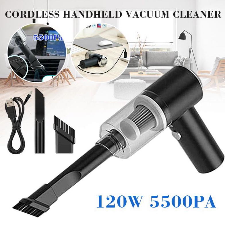 Máy hút bụi cầm tay mini - Máy hút bụi không dây đa năng lực hút siêu mạnh sử dụng hút bụi ô tô, bụi giường - HB1