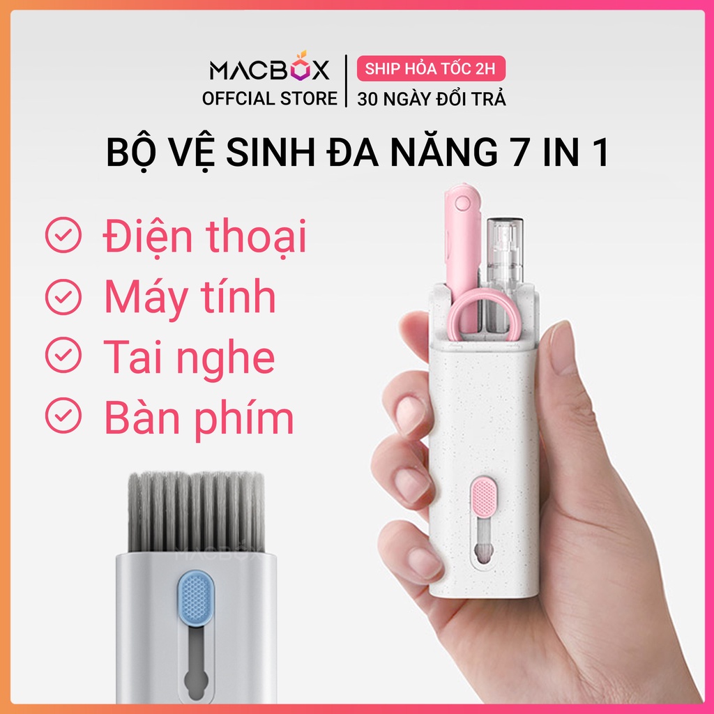 Bộ Dụng Cụ Vệ Sinh Laptop - Máy tính - Bàn Phím - Tai Nghe Airpod Đa Năng 7 in 1 Siêu Nhỏ Gọn Macbox
