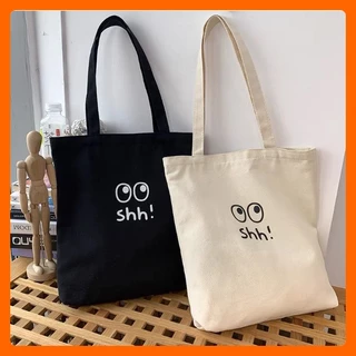 Túi tote nữ xinh đi học cute vải canvas trơn đeo vai đáng yêu cỡ lớn vừa sách vở giá rẻ thời trang học sinh dễ thương