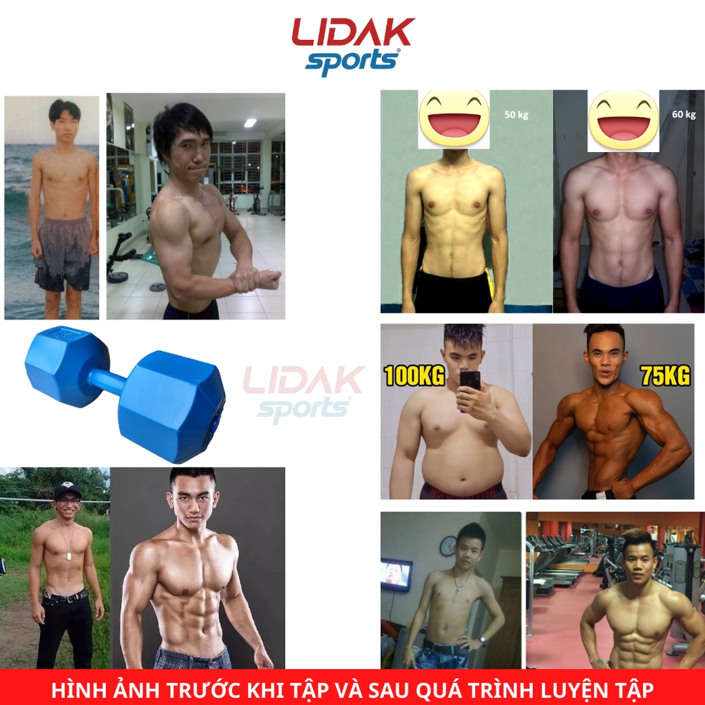 Ảnh Tạ tay 12kg LIDAK ruột tạ có lõi sắt chống gãy siêu bền , tạ tập gym tại nhà 12kg bọc nhựa đúc sẵn - LIDAK SPORT 4