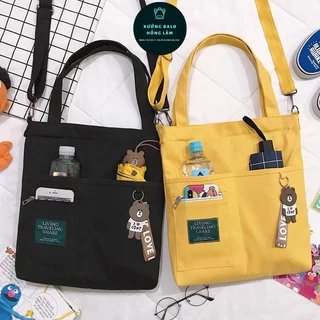 túi vải tote,túi đeo chéo vải bố đựng đồ đi học,đi du lịch đều đẹp