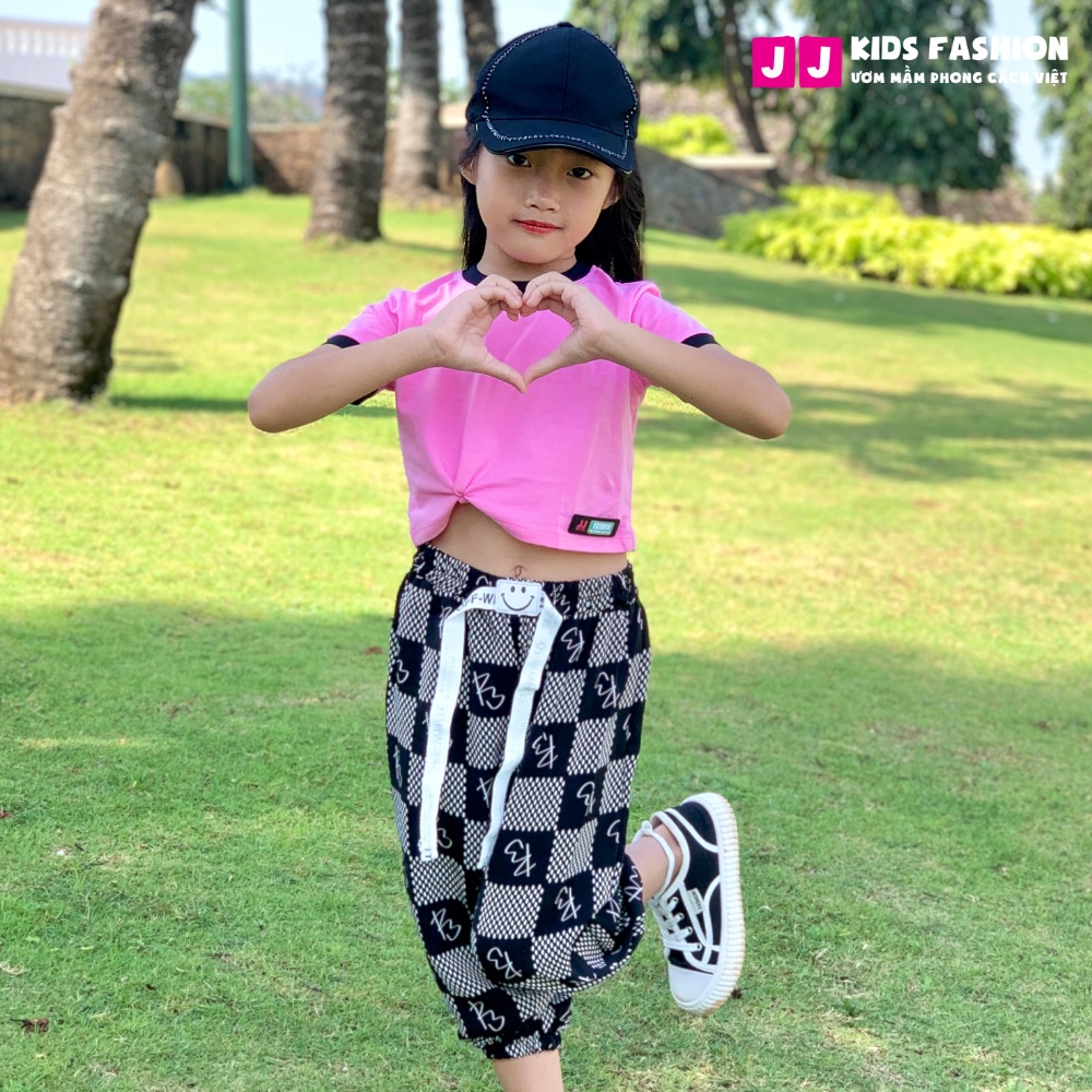 Quần Jogger Bé Gái Thun Dài Bo Ống – Phong Cách Hip Hop Năng Động | JJ Kids Fashion