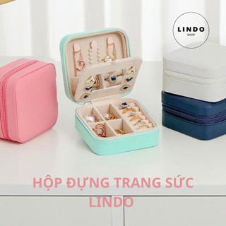 Hộp đựng trang sức sang trọng LINDO - Hộp Đựng Nữ Trang Bên Ngoài là PU, Bên trong Là Lót Nhung Mềm, Nhỏ Gọn, Tiện Lợi