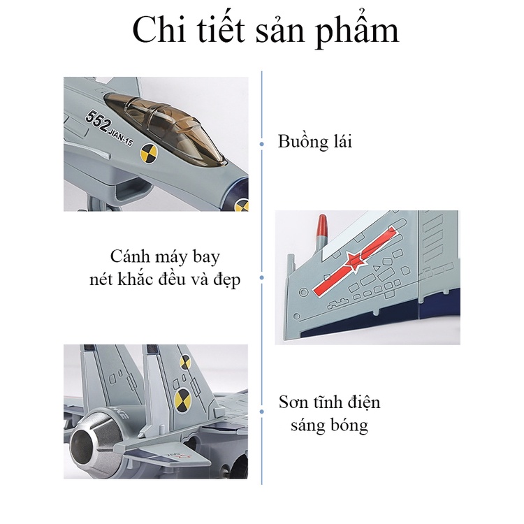 Ảnh Đồ chơi máy bay tiêm kích J-15 KAVY bằng hợp kim có nhạc, đèn phun được khói chạy cót sạc điện USB 2